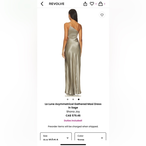 Shona Joy Sage La Lune Asymmetrical Gathered Maxi Dress (Aus 10/US Size 6) - Picture 2 of 5